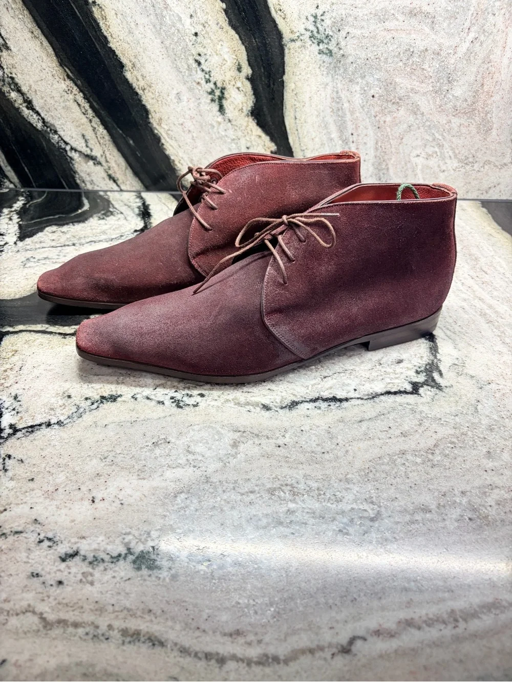 Santoni Fatte a Mano Burgundy Suede Chukka Boots Men’s 8.5 UK 9.5 US Italy